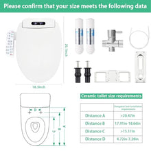 Smart Heated Bidet Toilet Seat, Unlimited Warm Water, Warm Air Dryer, Multiple Cleaning Modes Feminine Washing, Soft Closed Toilet Lid, Night Light ，With Toilet Filter