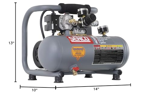 Senco PC1010 1/2- Horsepower 1-Gallon Matte Finish and Trim Portable Hot Dog Air Compressor, Gray/Red