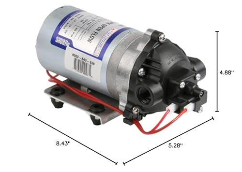 Pentair SHURflo 8000-543-236 Automatic-Demand Diaphragm Pump, 1.8 GPM With Viton Valves, Santoprene Diaphragm, 50 PSI Demand Switch, 12V, 3/8" NPT Female Port