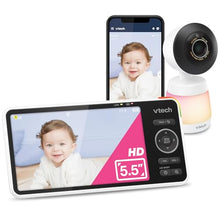 VTech Smart WiFi Baby Monitor, 2K Camera, 5.5-inch HD IPS Screen, Crystal Clear Infrared Night Vision, Pan-Tilt, 24x Zoom, 2-Way Talk, Multi-color Night Light, Soothing Sounds, Free App: Smart HD Plus