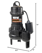 Wayne RPP50 Cast Iron Sewage Pump with Piggy Back Tether Float Switch, Black