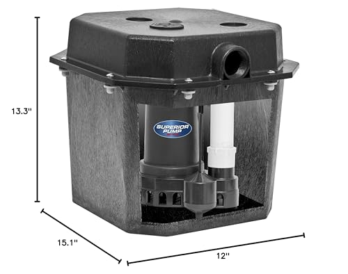 Superior Pump 92072-U 1/3 HP Remote Sink Drain Pump System, Black