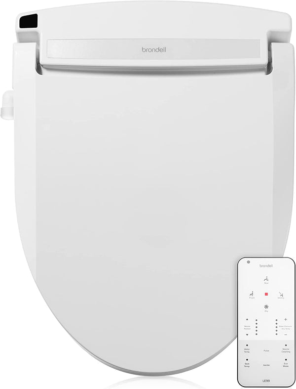 Brondell LE99 Bidet Toilet Seat, Fits Elongated Toilets, Electric Bidet with Remote, Warm Air Dryer, Strong Wash Mode, Stainless-Steel Nozzle, Saved User Settings & Easy Installation