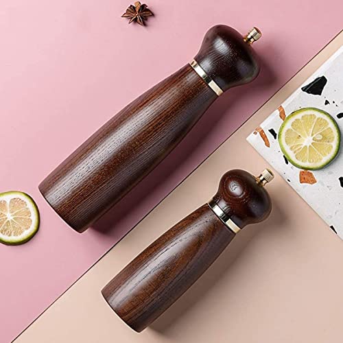 WJWJW Electric Salt and Pepper Grinder (2pcs) - Automatic Adjustable Shaker -solid wood grinding bottle seasoning bottle - Battery Operated Kitchen Peppermill(190G)