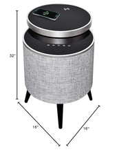 Soundstream STSW-180MCM-G Home End Table with Tempered Glass Swivel Top, 5 Channel Speaker System, Wireless Charging, USB Charging Port, Smart Corner Table with Surround Sound