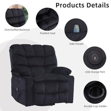 Phoenix Home Large Power Lift Recliner with Massage and Heat for Elderly, Ergonomic Electric Wider Chair with USB Port, 2 Cup Holders, Dark Blue