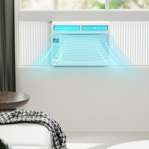 mollie 6000 BTU Window Air Conditioner, ac window unit with Washable Filter, Remote, Dehumidifier, Fan, Cools Up to 250 Square Feet, 115V/60Hz