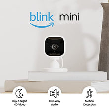 Blink Mini - Compact indoor plug-in smart security camera, 1080p HD video, night vision, motion detection, two-way audio, easy set up, Works with Alexa – 4 cameras (White)