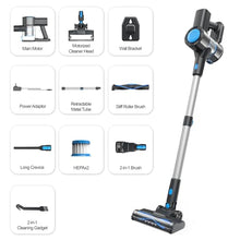 Cordless Vacuum Cleaner, Powerful Lightweight Stick Vacuum with 2200 mAh Battery, Six-in-One Rechargeable Vacuum Cleaners for Home, for Hard Floor Carpet Pet Hair, Up to 40 Mins Runtime (Blue)