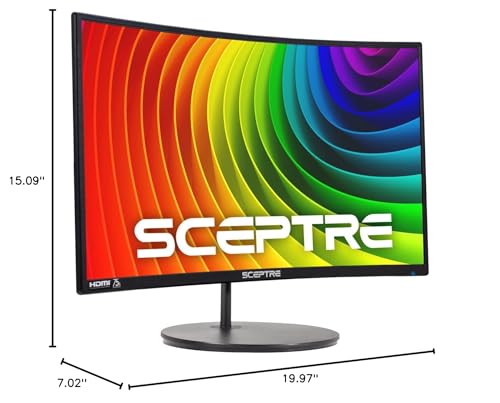 Sceptre Curved 27" FHD 1080p Gaming Monitor R1500 98% sRGB HDMI VGA 75Hz Build-in Speakers, Blue Light Shift Machine Black (C278W-1920RN series)