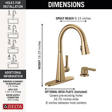 Delta Faucet Lenta Gold Kitchen Faucet, Soap Dispenser Included, Kitchen Sink Faucet, Gold Faucet for Kitchen Sink with Magnetic Docking Spray Head, Champagne Bronze 19802Z-CZ-DST