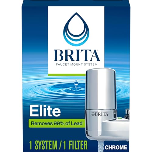 Brita Faucet Mount Water Filter for Sink, Removes 99% of Lead, Elite Filtration System, Includes 1 Replacement Filter, Chrome