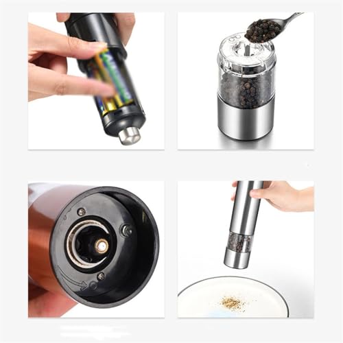 JATDHY Stainless Steel Electric Pepper Grinder Spice Salt Grinding Kitchen Seasoning Bottle Black Pepper Grinder(B)