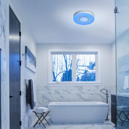 Homewerks 7141-80-RGB Bathroom Fan with Light LED Color Changing and Dimmable, SmartVent Humidity Sensing Ventilation Fan with Remote, 80 CFM 1.0 Sones