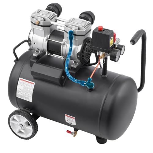 VEVOR Air Compressor, 8 Gallon Steel Tank, 1HP 2.2 CFM@90 PSI Oil Free Air Compressor & Max. 120PSI Pressure, 80dB Ultra Quiet Portable Compressor, for Auto Repair, Tire Inflation, Spray Painting