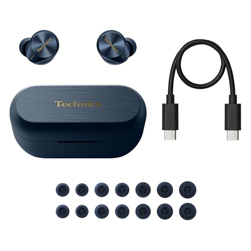 Technics Premium Hi-Fi True Wireless Bluetooth Earbuds with Advanced Noise Cancelling, 3 Device Multipoint Connectivity, Wireless Charging, Hi-Res Audio + Enhanced Calling - EAH-AZ80-A (Midnight Blue)