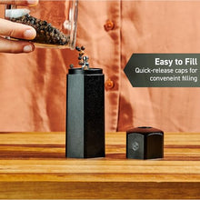 HexClad Tabletop Salt and Pepper Mill Set and Carrying Caddy Holder with Adjustable Coarseness Settings