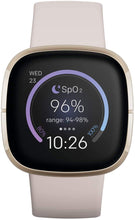 Fitbit Sense Health & Fitness Smartwatch W/GPS, Bluetooth Call/Text, Heart Rate SpO2, ECG, Skin Temperature & Stress Sensing (S & L Bands, 90 Day Premium Included) International Version (White/Gold)