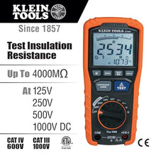 Klein Tools ET600 Multimeter, Megohmmeter Insulation Tester, 4000 Ohms Resistance, 125V/250V/500V/1000V, Auto-Ranging TRMS Multimeter