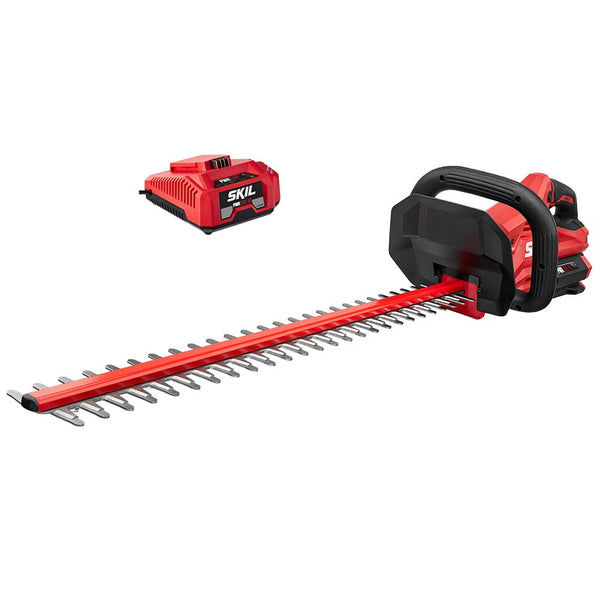 SKIL PWR CORE 40 Brushless 40V 24” Cordless Hedge Trimmer Kit with Dual Action Blade, 3/4'' Cut Capacity, Includes 2.5Ah Battery and Auto PWR Jump Charger - HT4221-10