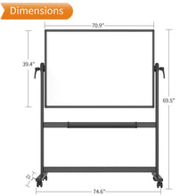 VIZ-PRO Double-Sided Magnetic Mobile Whiteboard, 72 x 40 Inches, Black Aluminium Frame and Stand