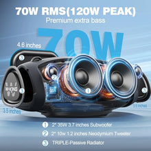 W-KING Portable Loud Bluetooth Speaker Wireless,120W PEAK Waterproof Outdoor Speakers Party Boombox 2 Subwoofer, Triple Passive Radiators-70W Omnidirectional HiFi Deep Bass/42H/PowerBank/TF/AUX/Opener