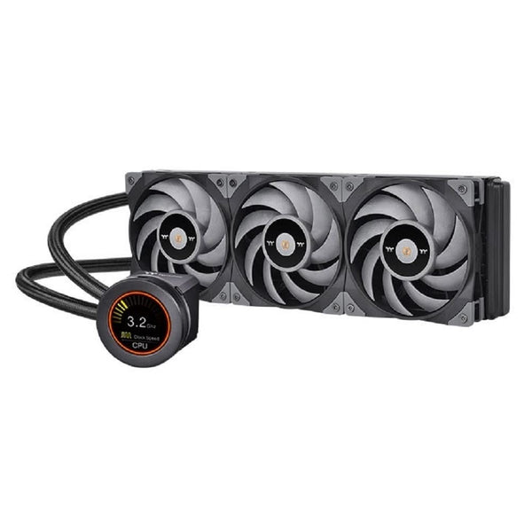 Thermaltake TOUGHLIQUID Ultra 360 AIO Liquid Cooler,AMD(AM5/AM4)/Intel(LGA 1700/1200),2.1 Inch Rotational LCD Display,2500RPM Radiator Fan,TT RGB Plus/Alexa/Razer Chroma Enabled,CL-W323-PL12GM-B,Black