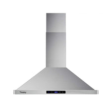 Tieasy Wall Mount Range Hood 30 inch Kitchen Hood 700 CFM with Ducted/Ductless Convertible Duct, Touch Control, Permanent Filters, Stainless Steel, 3 Speed Exhaust Fan, LED Light