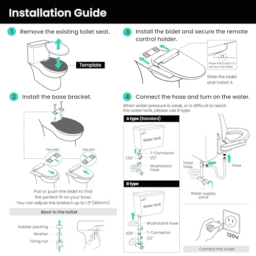 VOVO VB-4100SR Round Bidet Toilet Seat, Warm Water, LED Light, Heated Seat, White, Deodorizer, Dryer, Stainless Steel Nozzle, Made in Korea, 3 Year Warranty