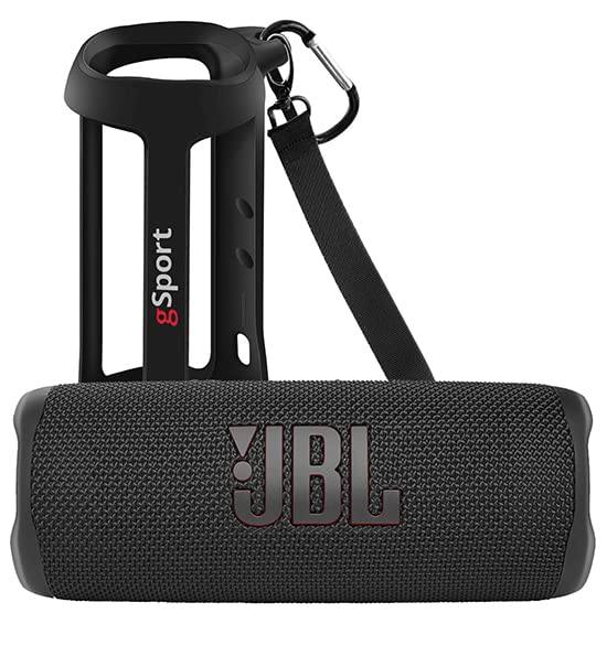 JBL FLIP 6 Waterproof Portable Speaker Bundle with gSport Silicone Sleeve (Black)