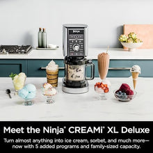 Ninja CREAMi Deluxe Ice Cream & Frozen Treat Maker, Includes (4) Family-Sized 24 oz. Tubs, for Ice Cream, Sorbet, Milkshakes, Frozen Yogurt, & More, 11-in-1, XL Capacity, Silver