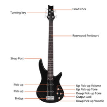 Ktaxon Electric Bass Guitar 5 String Bass Guitar with 20 Watt Amplifier, JB Type Pickup, Naturally air-dried Maple Neck, Rosewood Fretboard, Basswood Body(Black)