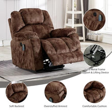 Phoenix Home Large Power Lift Recliner with Massage and Heat for Elderly, Electric Chair with USB Port, 2 Hidden Cup Holders, Brown