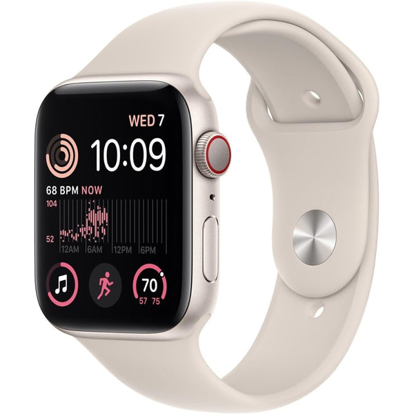 Apple Watch SE (2nd Gen) (GPS + Cellular, 40mm) - Starlight Aluminum Case with Starlight Sport Band, S/M (Renewed)