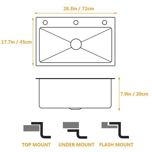 LIJIJUCN Black Stainless Steel Kitchen Sink, Single Bowl Kitchen Sink, Drop In/Topmount Workstation Sink with Sliding Accessories, Farmhouse Workstation Sink with Multiple Accessories (28.3 x 17.7in)