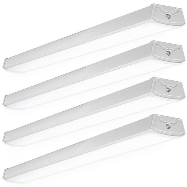 Sunco 4 Pack LED Wraparound Light Fixture 4FT, Garage Ceiling Lights, Linkable 40W=300W, 3500 LM, 5000K Daylight, Hardwired, Surface Mount, Workshop Utility Light ETL