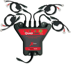 PulseTech 4-Station QuadLink 12V Battery Maintenance Kit | Includes XC400 Charger Mantainer, QuadLink, 12V Voltmeter and Two 25' Charger Lead Extensions