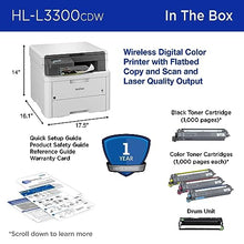 Brother HL-L3300CDW Wireless Digital Color Multi-Function Printer with Laser Quality Output, Copy & Scan, Duplex, Mobile | Includes 4 Month Refresh Subscription Trial ¹ Amazon Dash Replenishment Ready