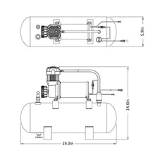 CNRAQR200PSI 12V Heavy Duty Air Train Horn/Air Ride Suspension Compressor with 2 Gallon (8 Liter) Train/Air Horn Tank