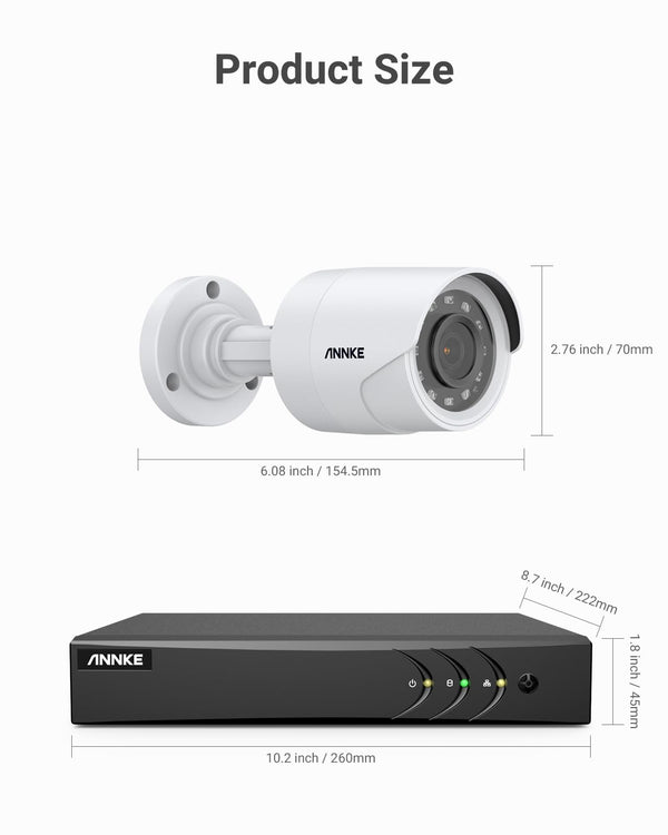 ANNKE 3K Lite Wired Security Camera System with AI Human/Vehicle Detection, H.265+ 8CH Surveillance DVR with 1TB Hard Drive and 8 x 1080p HD Outdoor CCTV Camera, 100 ft Night Vision, Remote Access