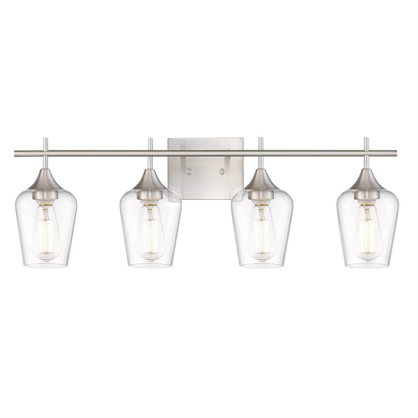 Osimir 4-Light Bathroom Lighting Fixtures Over Mirror, 24 Inch Brushed Nickel Vanity Lights with Clear Glass, Modern Bath Wall Sconce Lighting for Bathroom, WL9167-4C