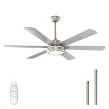 warmiplanet Ceiling Fans with Lights and Remote Control, 62 Inch, 6 Speeds Reversible DC Motor, 3 Color Dimmable Light, Timer, Noiseless, Brushed Nickel, 6 Blades