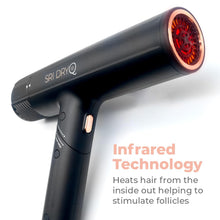 Skin Research Institute DryQ “Smart” Hair Dryer - Super Lightweight, Foldable - Powerful, Quiet Motor - Infrared and Ionic Technology - 3 Magnetic Attachments - Heat Control with Locking Switch