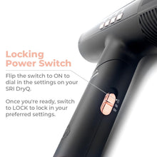 Skin Research Institute DryQ “Smart” Hair Dryer - Super Lightweight, Foldable - Powerful, Quiet Motor - Infrared and Ionic Technology - 3 Magnetic Attachments - Heat Control with Locking Switch