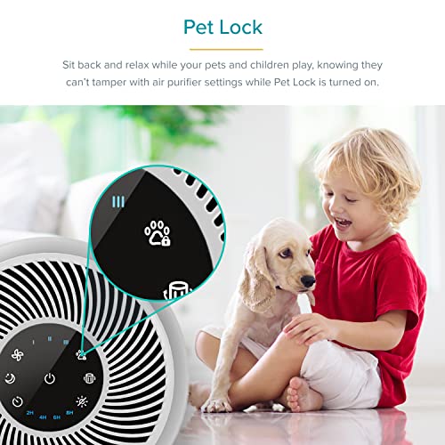 LEVOIT Air Purifiers for Pets in Home Large Room and Bedroom, Efficient Activated Carbon Filter for Hair Dander Odors, Captures Smoke, Dust, Mold, Pollen, Pet Lock, Hepa Sleep Mode, Core P350-P, Grey