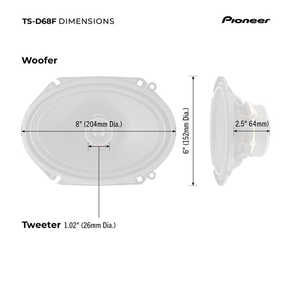 Pioneer TS-D68F D Series 6"x8" 2-Way car Speakers