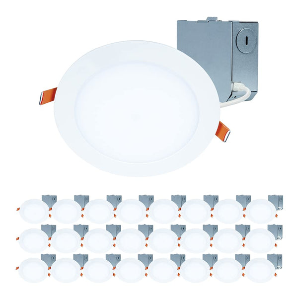 HALO HLBE 6 Inch Canless Ultra-Thin Recessed Lighting LED Wafer Light for Ceiling and Shower, 24 Pack, 3000K Bright White, 1025 Lumens, Wet Rated, UL & FCC Certified, Energy Star