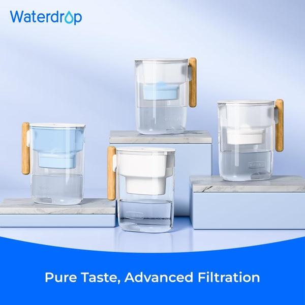 Waterdrop Water Filter Pitcher with 1 Filter, 200-Gallon Long-Life, Chubby 10-Cup Large Water Filter Pitcher, NSF Certified, 5X Times Lifetime, Reduces PFOA/PFOS, BPA Free, Blue