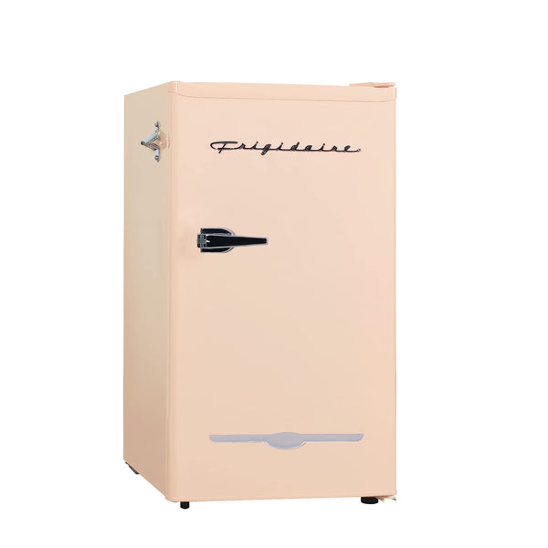 Frigidaire Retro Compact Fridge with Chiller, 3.2 cu ft Countertop Fridge with Built-In Bottle Opener, Compact Refrigerator for Office, Bedroom, Dorm Room or Cabin - 16.5" D x 19" W x 31" H (Coral)