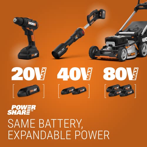 WORX 40V Power Share Hydroshot 2X20V Portable Power Cleaner (Batteries & Charger Included) - WG644 Black/Orange